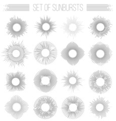 Set of sunbusrt geometric shapes stars and light ray