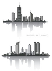 Obraz premium Frankfurt on the river. Urban panorama. Vector set.