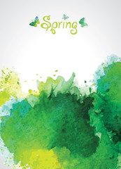 Abstract Green Watercolor Background for Spring.