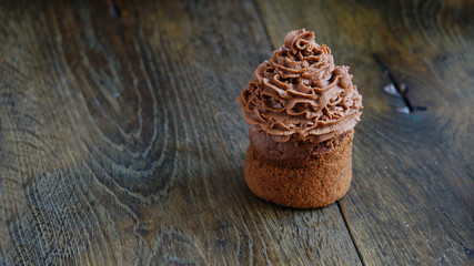 Obraz na płótnie Canvas Chocolate cupcake with chocolate cream cheese cream