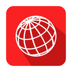 Icono cuadrado rojo global con sombra