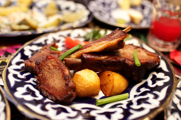 Grilled lamb loin