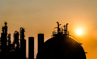 Fototapeta na wymiar petrochemical plant in silhouette