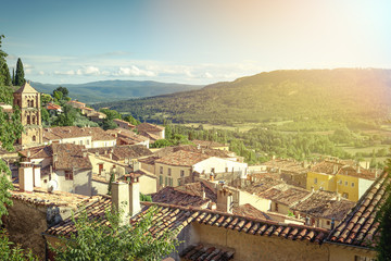 The village of Moustiers-Sainte-Marie on a rocky terrace