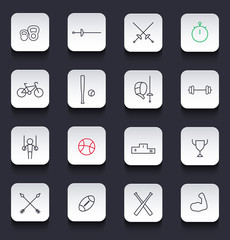Sport line rounded square icons, vector illustration, eps10