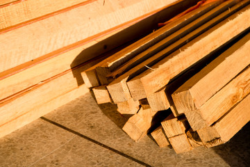 Wood timber construction material, Stack of Building Lumber at C