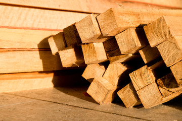 Wood timber construction material, Stack of Building Lumber at C