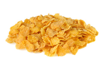 Pile of corn flakes on a white background © vetasster
