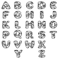 Doodling alphabet. Vector illustration