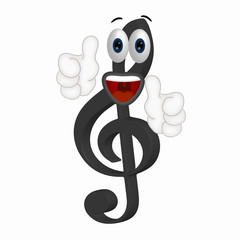 Funny Clef music note cartoon comic illustration