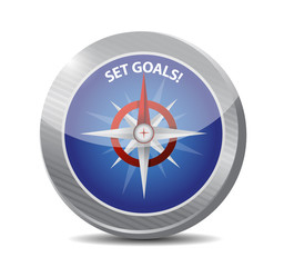 set goals compass sign concept