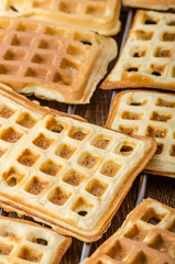 Waffles with bananas, nuts and chocolate