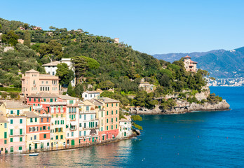Fototapeta na wymiar Portofino and the surrounding hills