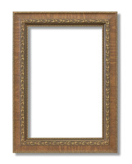 antique wooden frame on the white background