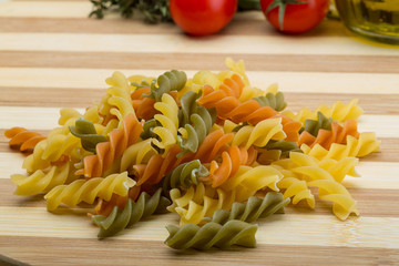 Raw fusilli pasta