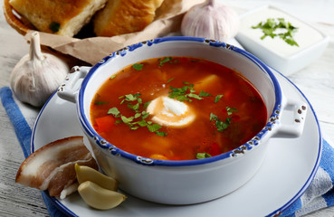 Ukrainian beetroot soup - borscht,
