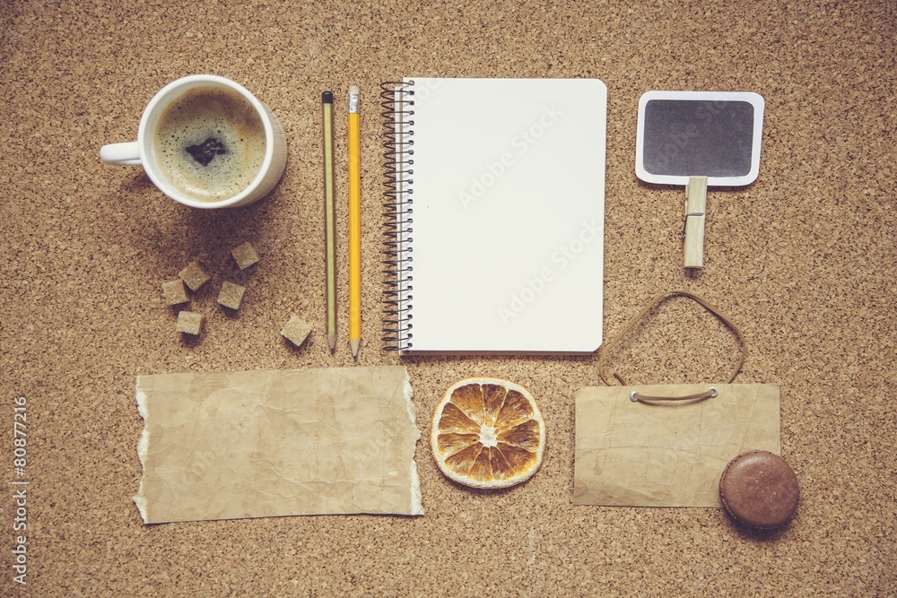 Wall mural Hipster. Coffee identity branding mockup set with retro filter