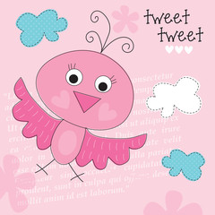 cute pink bird vector illustration