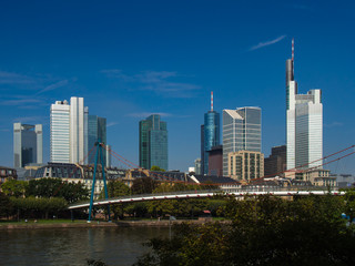 Fototapeta na wymiar Skyline of Frankfurt, Germany, in front of the river Main
