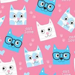 seamless cat pattern vector illustration
