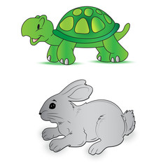 Rabbit, turtle, speed, vector, illustration