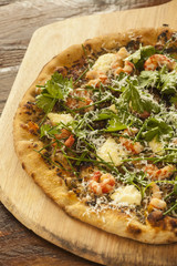 fresh baked ridgeback shrimp pizza