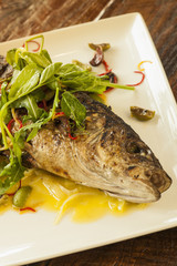 wood-fired, oven-roasted whole fish