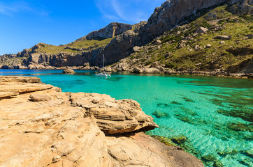 Turquoise sea of beautiful Cala Figuera bay, Majorca island