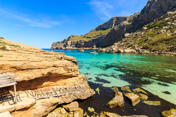 Turquoise sea of beautiful Cala Figuera bay, Majorca island