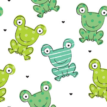 seamless frog pattern vector illustration