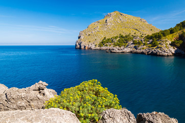 View of beautiful Sa Calobra bay, Majorca island, Spain