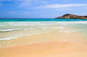Obraz premium Beautiful sea water of Cala Agulla beach, Majorca island, Spain