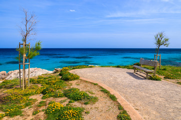 Fototapeta na wymiar View of Majorca island coast in Son Moll town, Spain