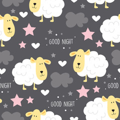 seamless sheep pattern vector illustration
