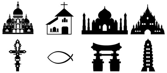 Fototapeta na wymiar Religions en 8 icônes