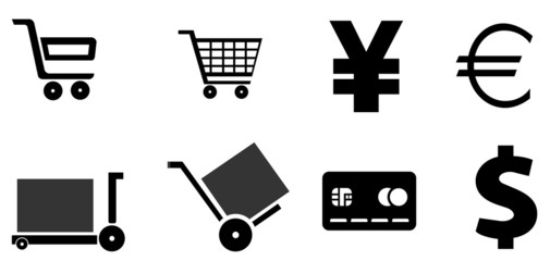 Achat et devise en 8 icônes