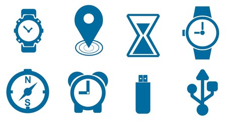 Temps, informatique et montre en 8 icônes