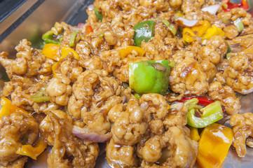 Cauliflower in black bean sauce at a chinese restaurant buffet