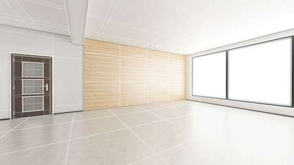 Interior rendering of an empty room with textures