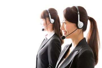 asian businesswomen using headset
