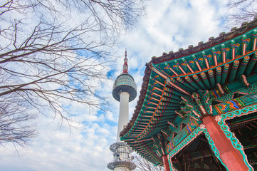 N Seoul Tower Located on Namsan Mountain in central Seoul,Korea.