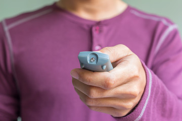 man with remote control