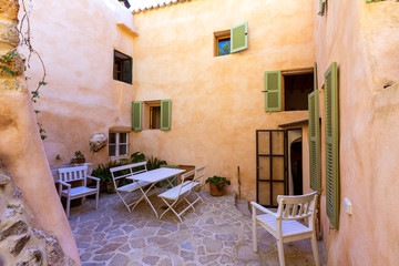 Majorca Balearic house patio in Balearic islands - obrazy, fototapety, plakaty