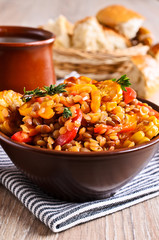 Lentils with paprika and corn