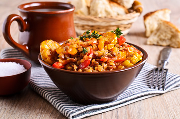 Lentils with paprika and corn