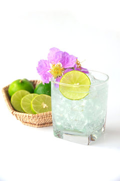 Glass of water with lemon and mint - Stock Image