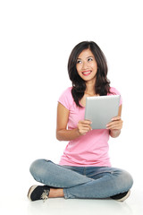 asian woman with tablet pc