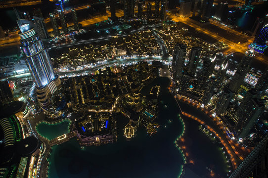Night Dubai from height of bird's flight