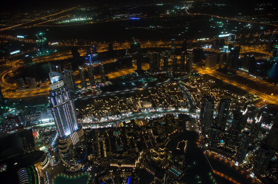 Panorama of night Dubai, UAE
