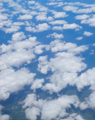 View above the sky from airplane